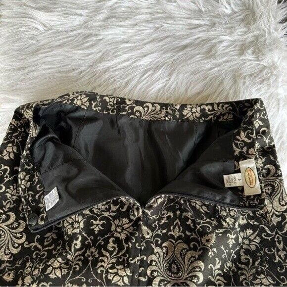 Talbots Skirt Black Tan Floral Cocktail Party Business Casual Preppy Academia 8 - Picture 3 of 8
